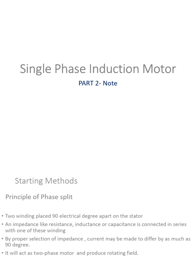 Single Phase Induction Motor Part 2 Note | PDF | Electric Motor | Capacitor