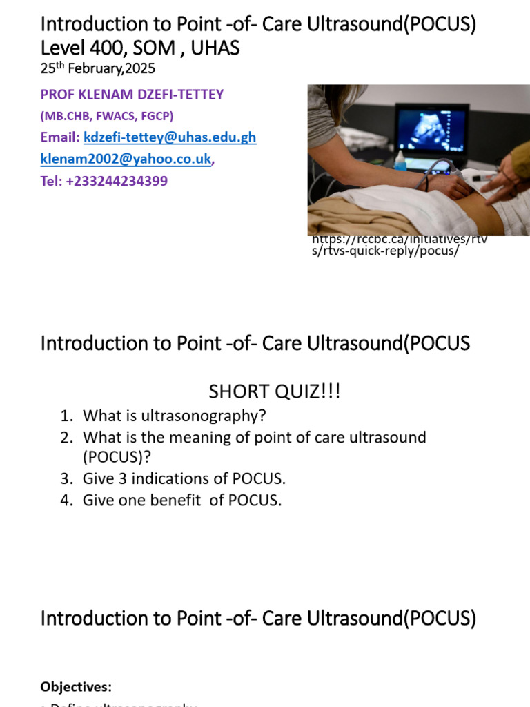 Point of Care Ultrasound(POCUS) UHAS LEVEL 400 | PDF
