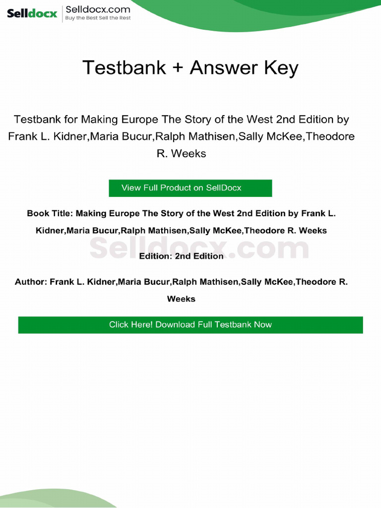 Testbank for Making Europe the Story of the West 2nd Edition by Frank L ...