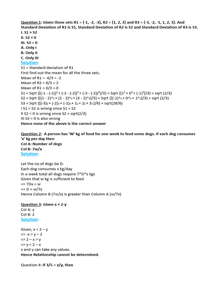 Data Comparison Questions With Solutions | PDF | Area | Rectangle