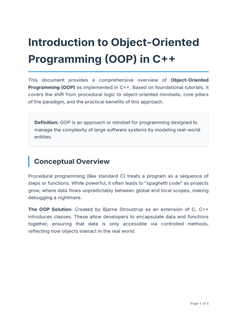 OOP CPP Introduction (1) | PDF | Object Oriented Programming | C++