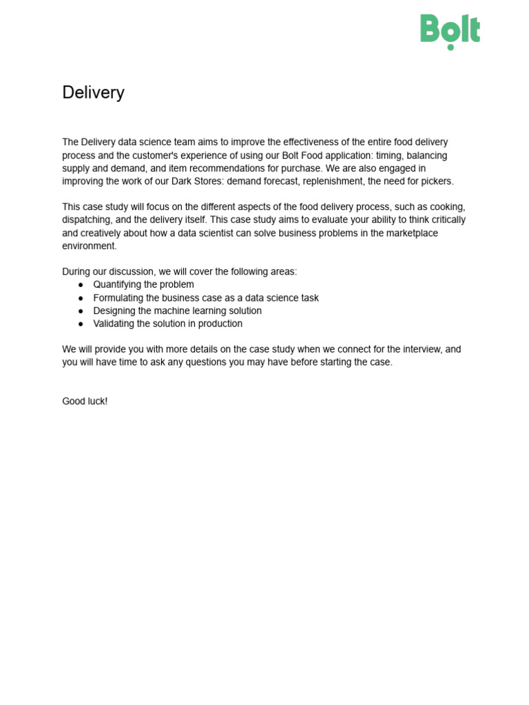 Delivery - Product Case | PDF