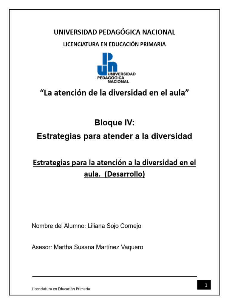 Act 1.- Estrategias Para La Atención a La Diversidad en El Aula (1 ...