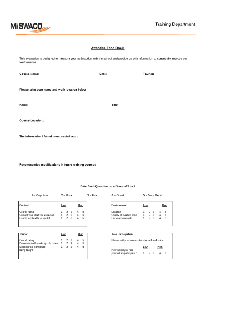 Attendee Feed Back Form | PDF