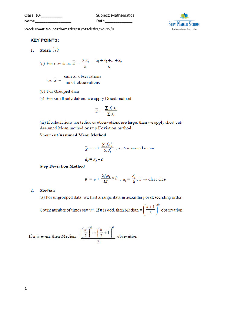 10-Statistics - QB (3) | PDF