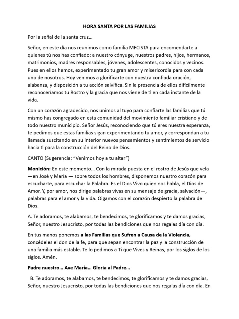 hora santa por las familias alamoooo | PDF | Cristo (título) | Amor
