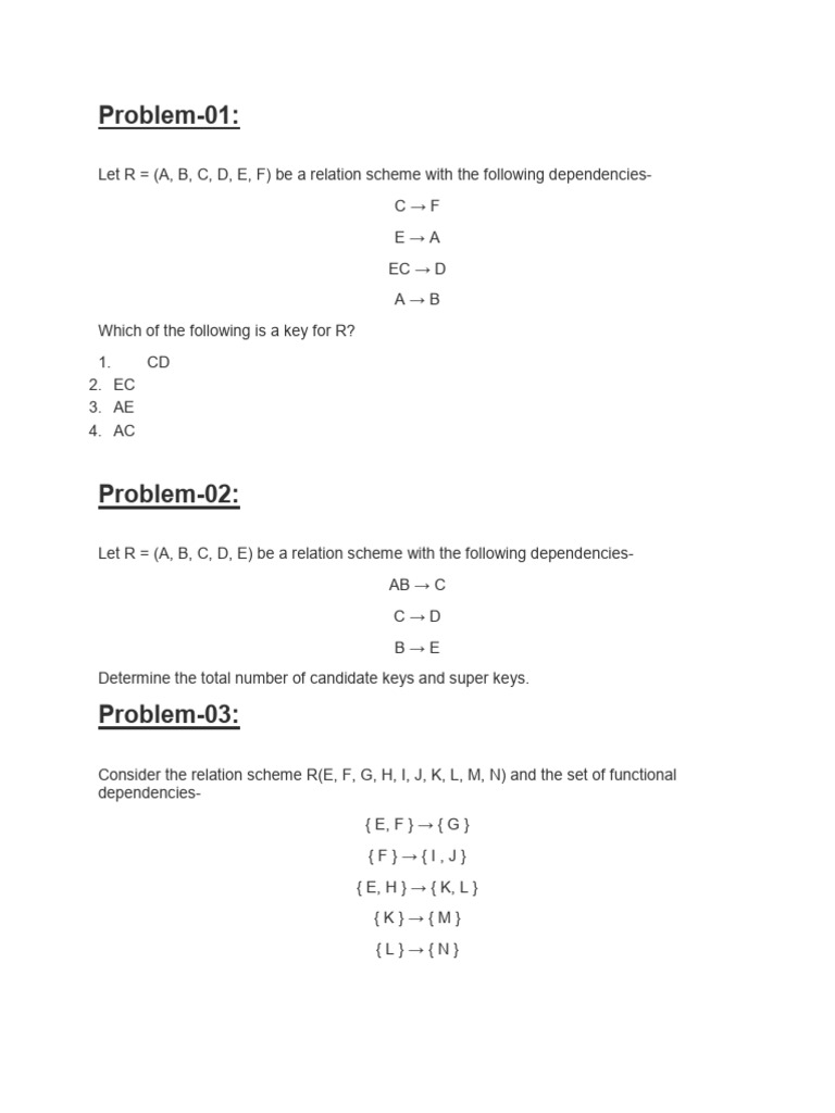 Candidate Key Exercise | PDF