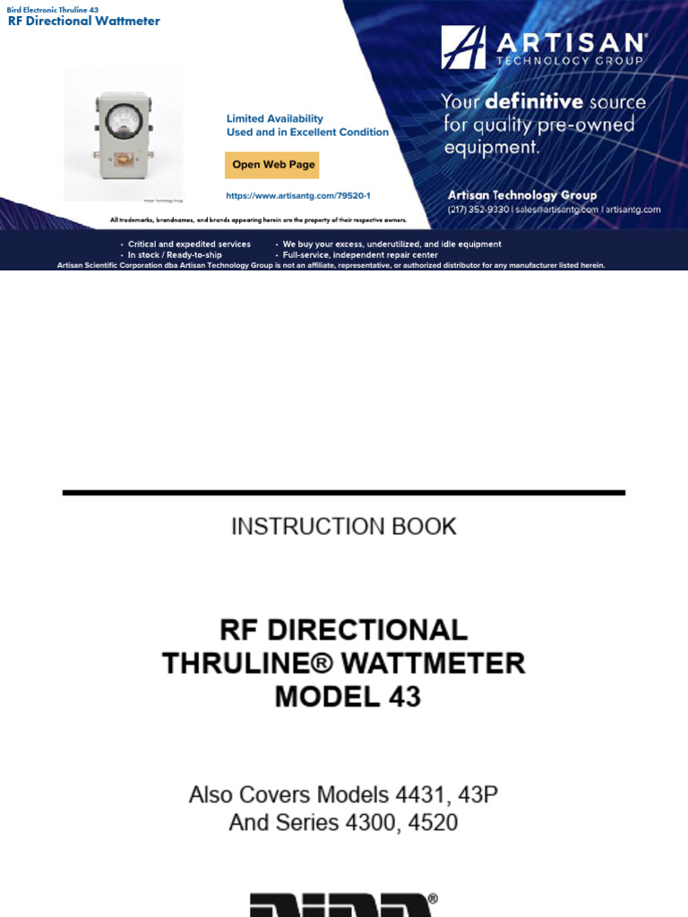 Info BirdElectronics Model43 Manual | PDF | Transmission Line ...