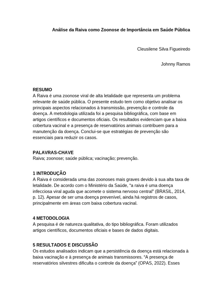 Paper Raiva Abnt | PDF | Epidemiologia | Raiva