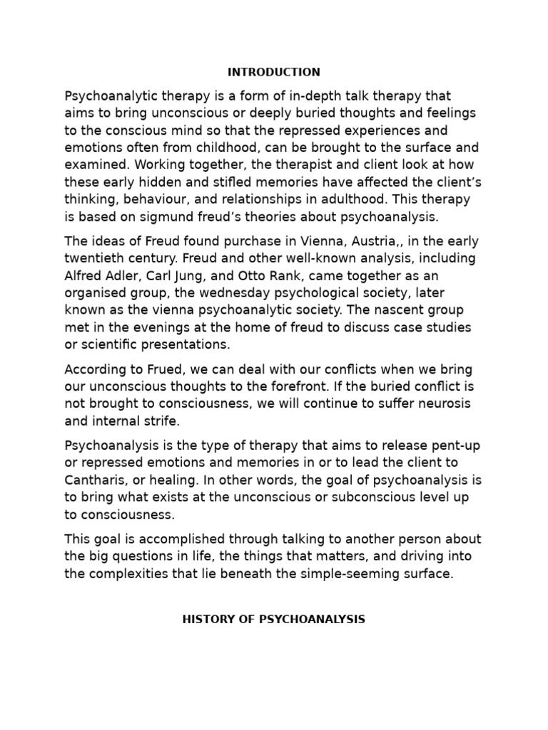 Psychoanalytic Therapy | PDF | Psychoanalysis | Psychotherapy