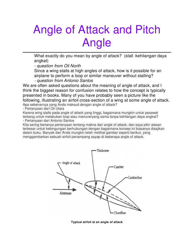 Understanding Angle of Attack and Pitch | PDF | Lift (Force) | Angle