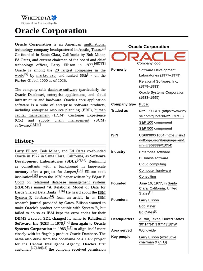 Oracle Corporation | PDF | Oracle Corporation | Oracle Database