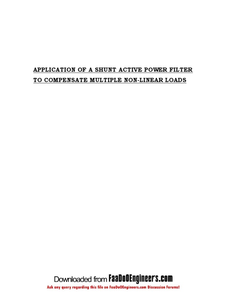 Shunt Active Power Filter for Non-Linear Loads | PDF | Power Inverter ...
