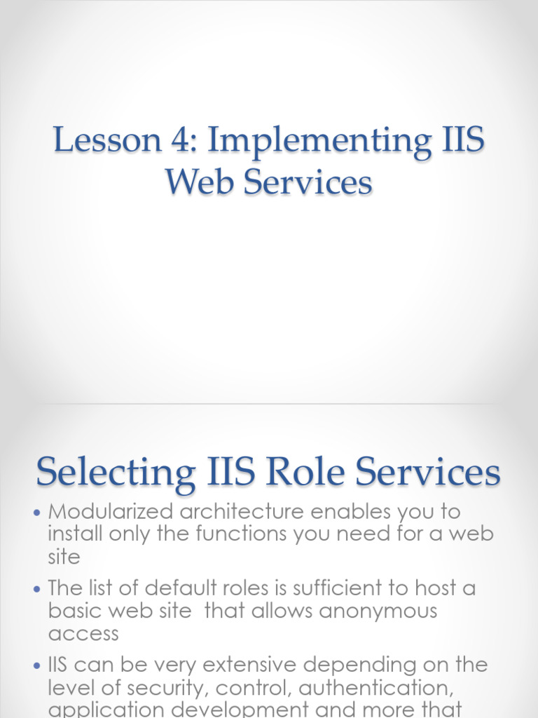 Lesson 04 - IIS Web Services | PDF | World Wide Web | Internet & Web