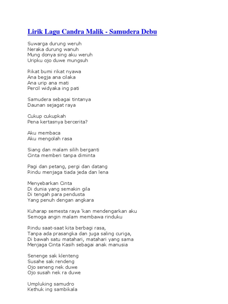 Lirik Lagu Candra Malik Pdf
