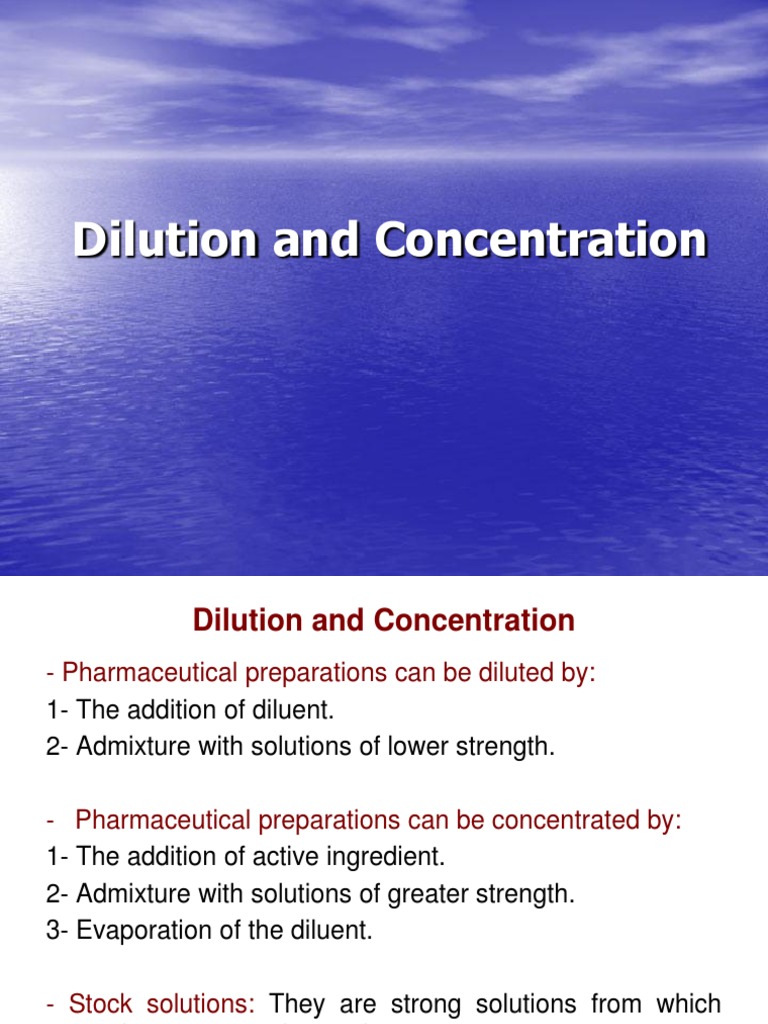 Dilution and Concentration PDF