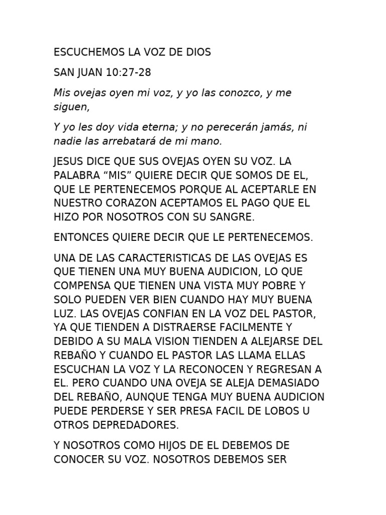 Escuchemos La Voz de Dios | PDF | Vida eterna (cristianismo) | Creencia ...