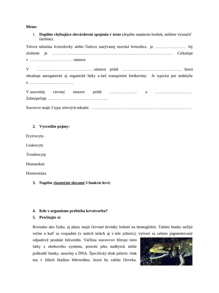 Domáca Úloha Telové Tekutiny | PDF