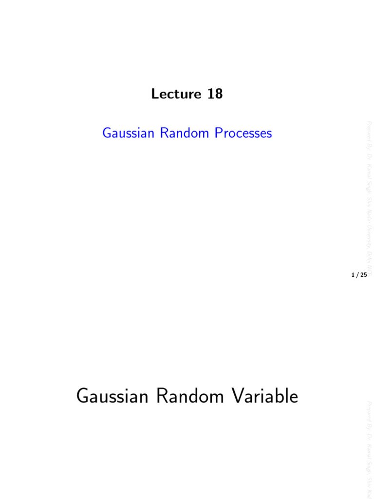 Lecture 18__Gaussian Random Processes | PDF | Covariance | Spectral Density
