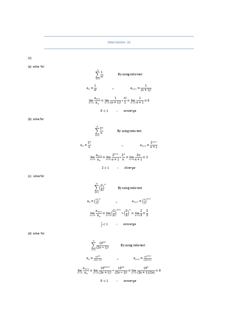 Sheet Solution (3) | PDF | Division (Mathematics) | Mathematical Analysis