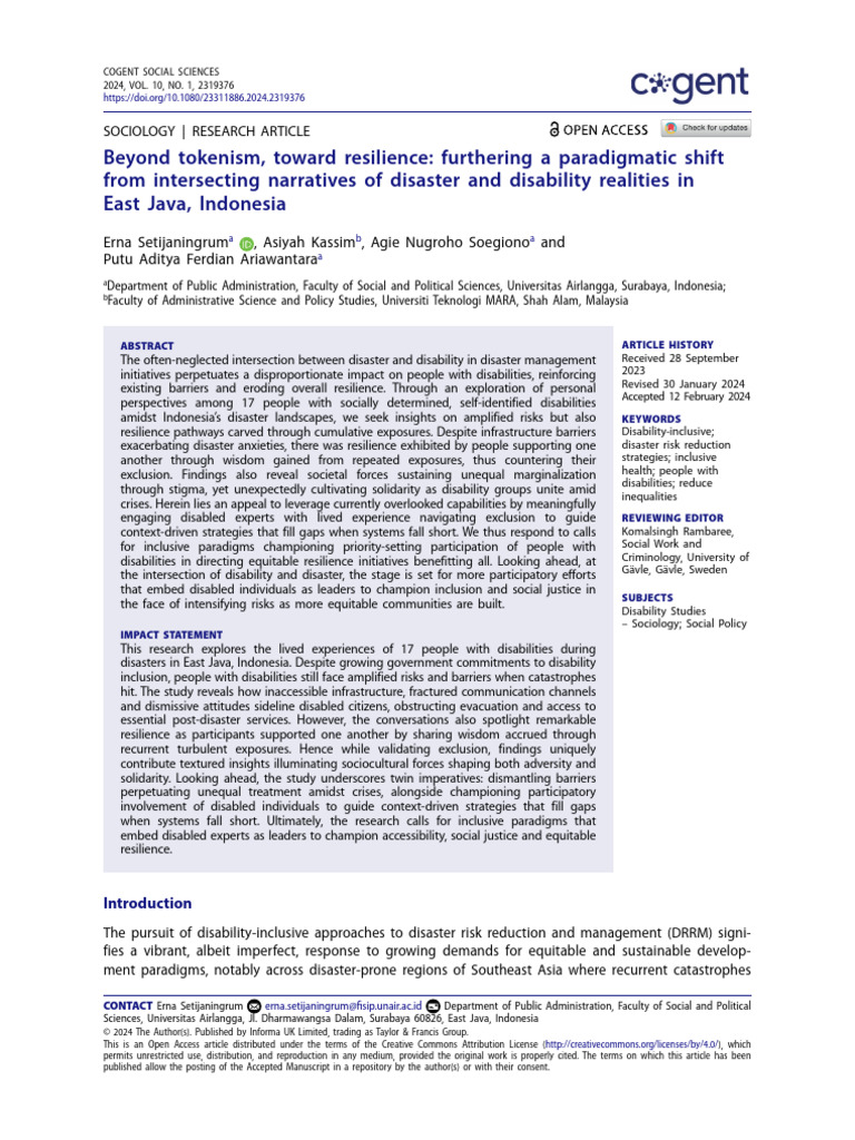 Beyond Tokenism, Toward Resili | PDF | Disability | Emergency Management