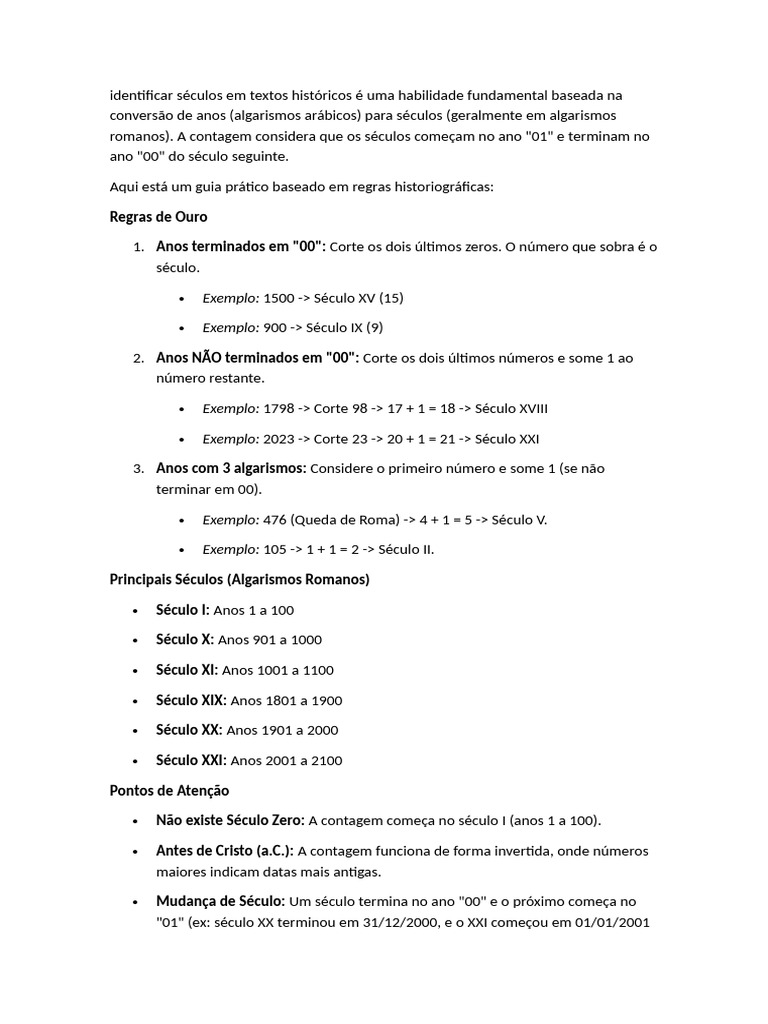 Identificar Séculos em Textos Históricos | PDF