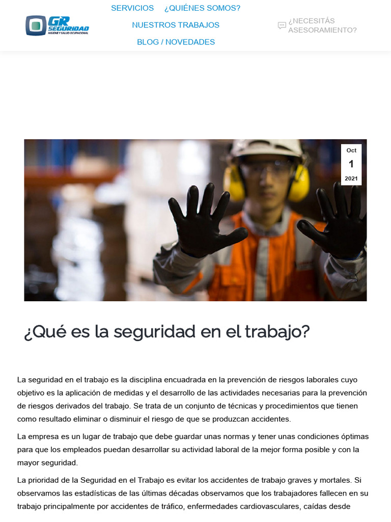 Qué Es La Seguridad en El Trabajo | PDF | Seguridad y salud ocupacional ...