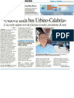 Londei: "Nuova linea di bus Urbino - Calabria" - Il Resto del Carlino dell'8 agosto 2012