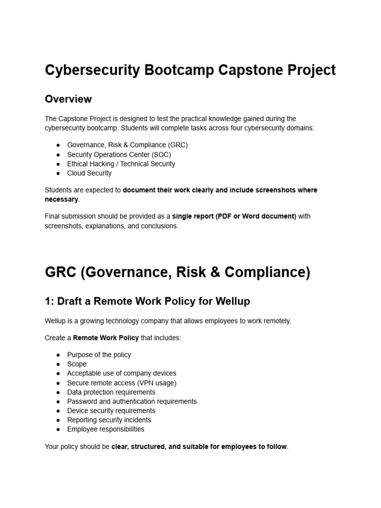 Cybersecurity Bootcamp Capstone Project - Welup 2026 | PDF | Security ...