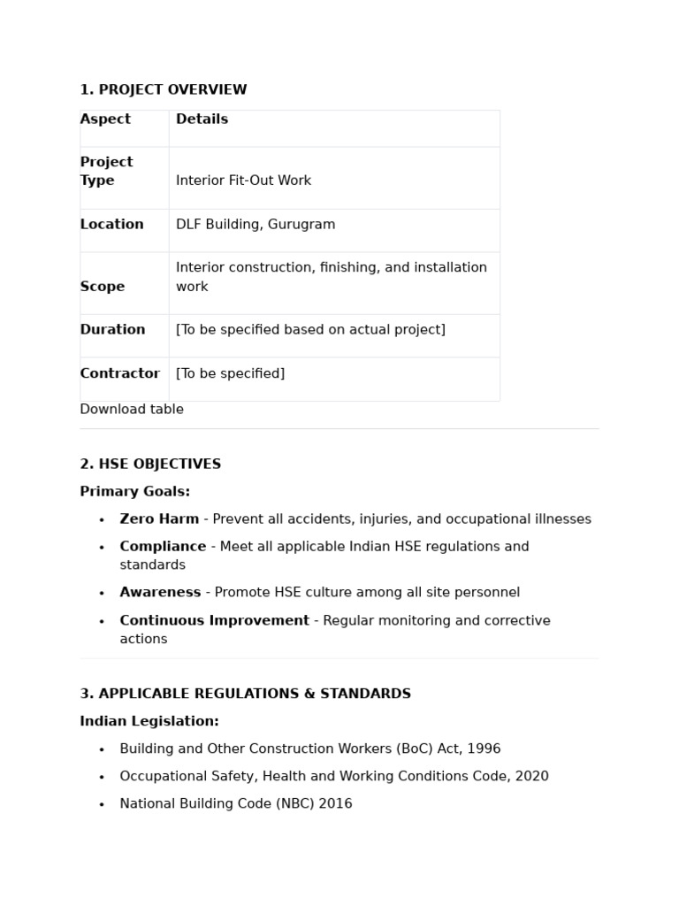 Sample HSE Plan | PDF | Occupational Safety And Health | Personal ...