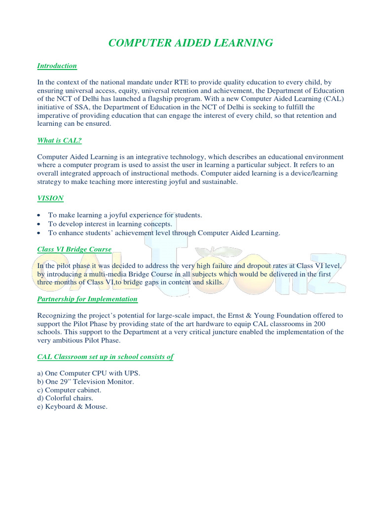 Cal | PDF | Educational Technology | Learning