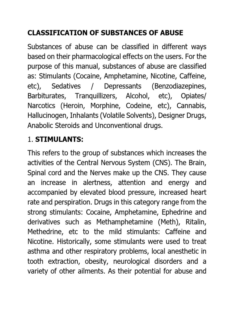 Classification of Substances of Abuse (3) | PDF | Morphine | Stimulant