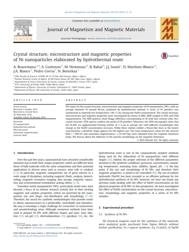 Crystal Structure, Microstructure and Magnetic Properties | PDF ...