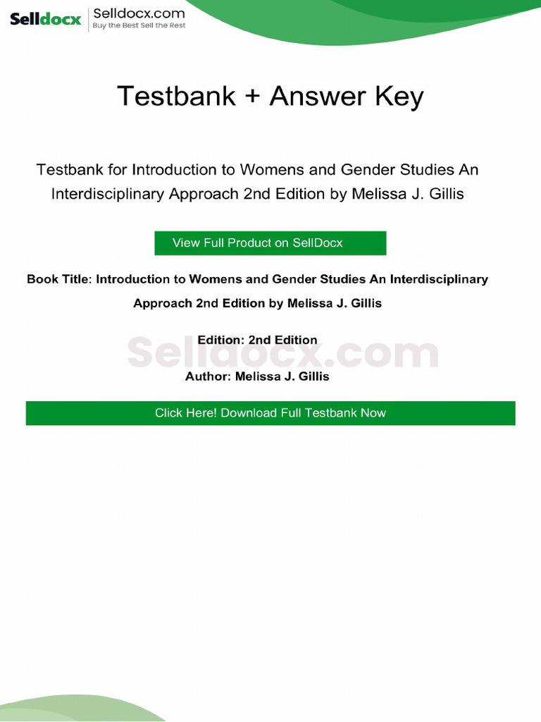 Testbank for Introduction to Womens and Gender Studies an ...