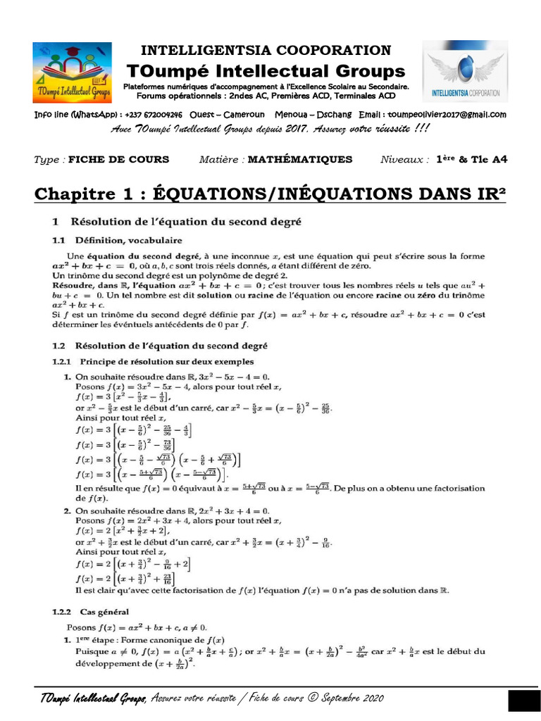 Fiche Cours Maths PA&TA | PDF