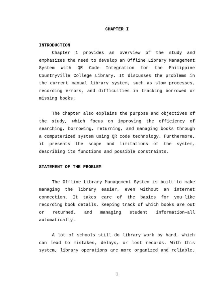 OFFLINE LIBRARY MANAGEMENT SYSTEM OF PHILIPPINE COUNTRYVILLE COLLEGE ...