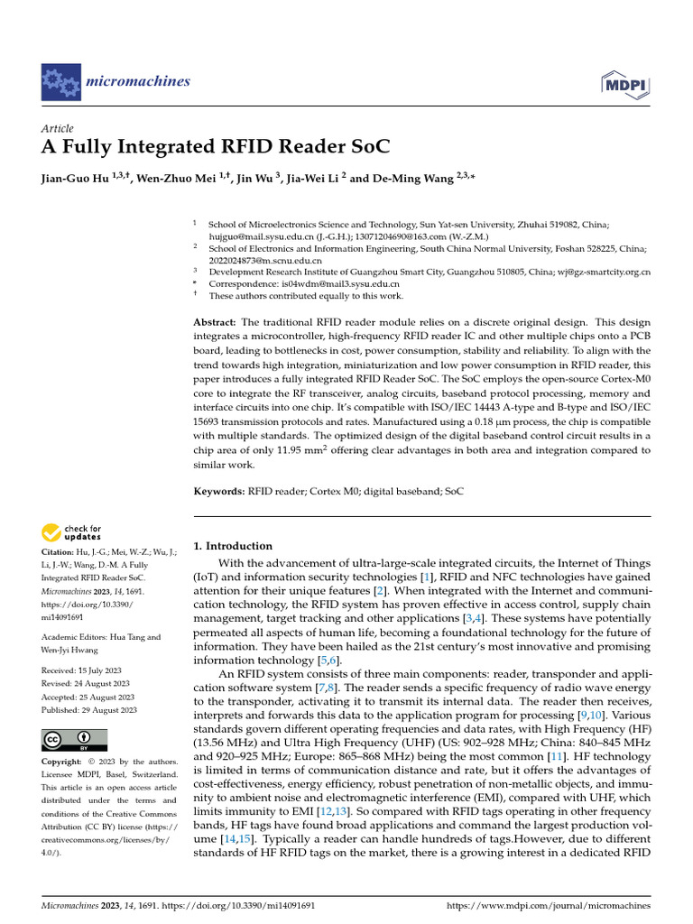 A Fully Integrated RFID Reader SoC | PDF | System On A Chip | Flash Memory
