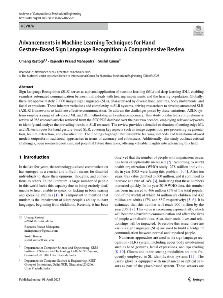 Advancements in Machine Learning Techniques for Hand | PDF | Computer ...