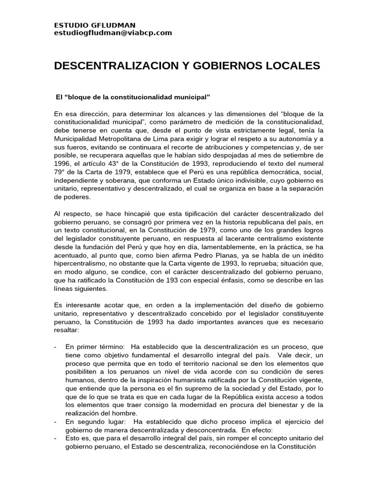 02 Descentralización y Gobiernos Locales | PDF | Gobierno local ...