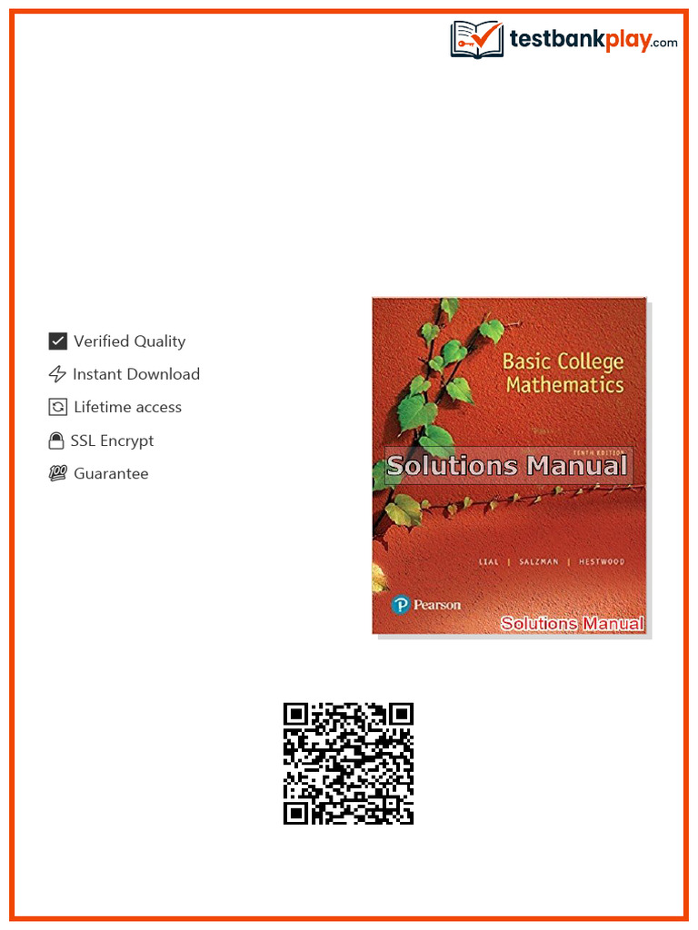 Basic College Mathematics 10th Edition Lial Solutions Manual complete ...