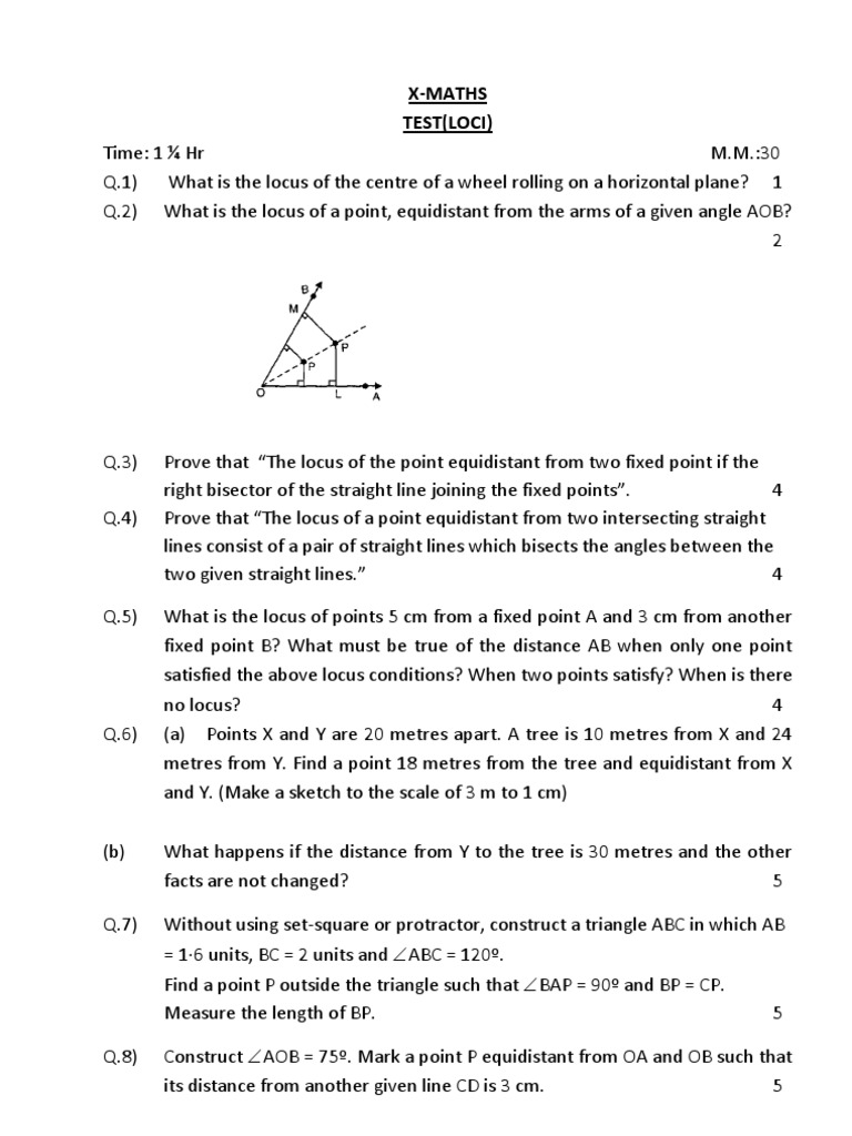 Geometry Locus Problems Test | PDF