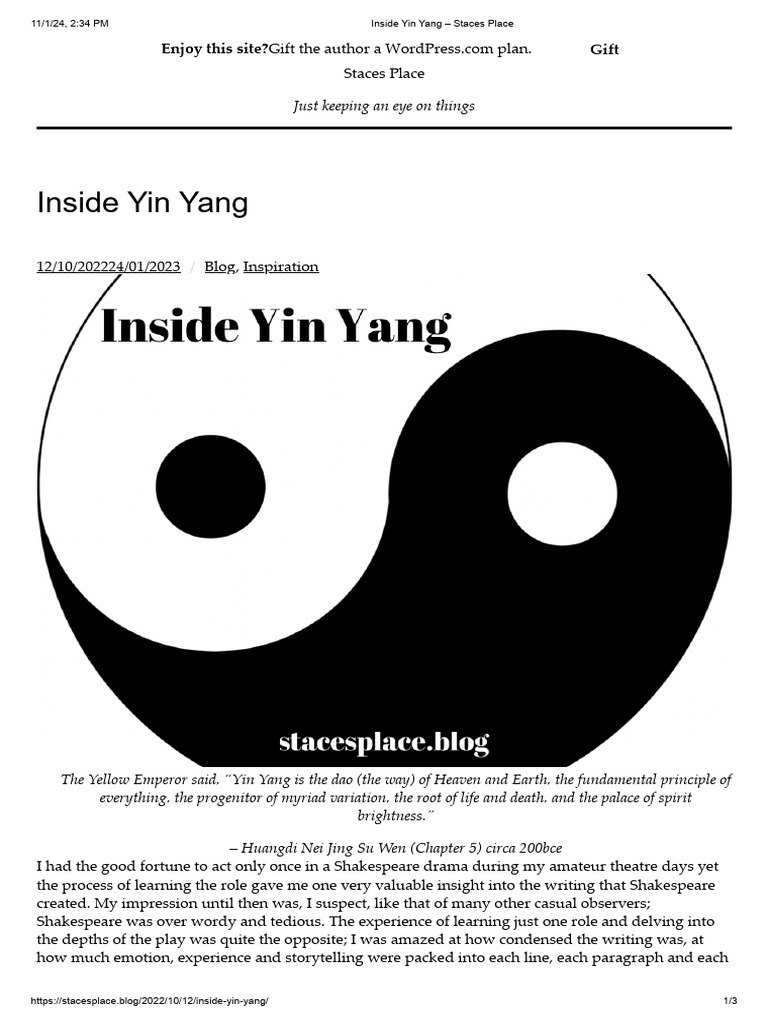 Inside Yin Yang – Staces Place | PDF | Yin And Yang | Chinese Philosophy