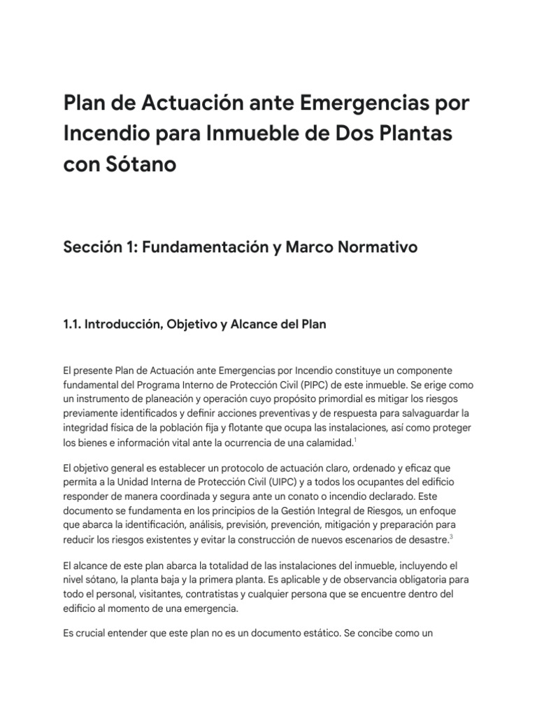 Plan de Emergencia Contra Incendios | PDF | Defensa Civil | Sótano