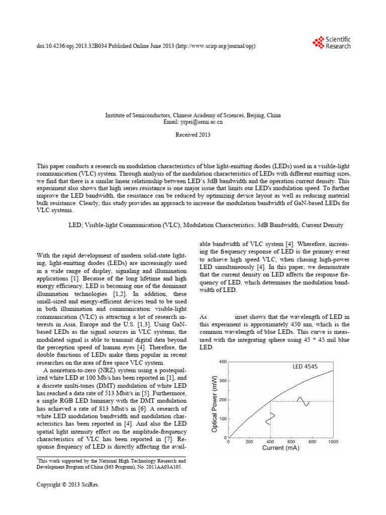 LED Modulation Characteristics in a Visible-Light | PDF | Light ...