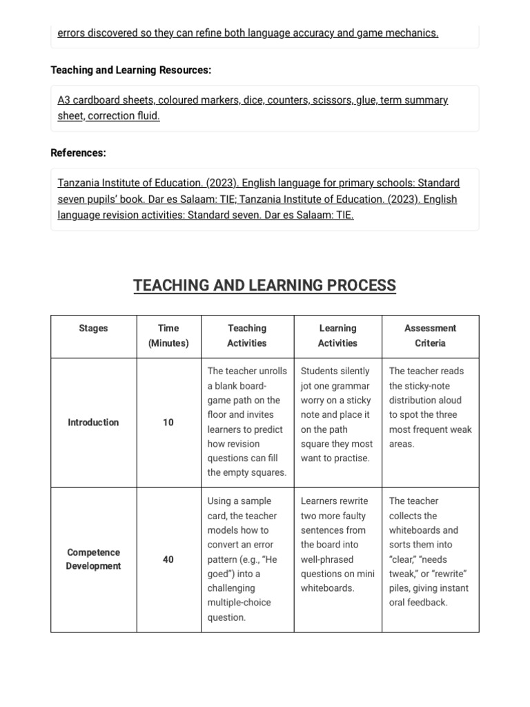 LessonPlan-Revision_-2026-02-25 | PDF | Teachers | Linguistics
