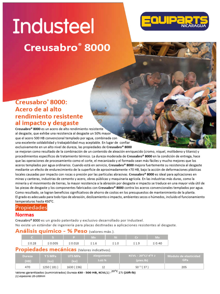 Creusabro 8000 Racc Nuevo | PDF | Acero | Tratamiento a base de calor