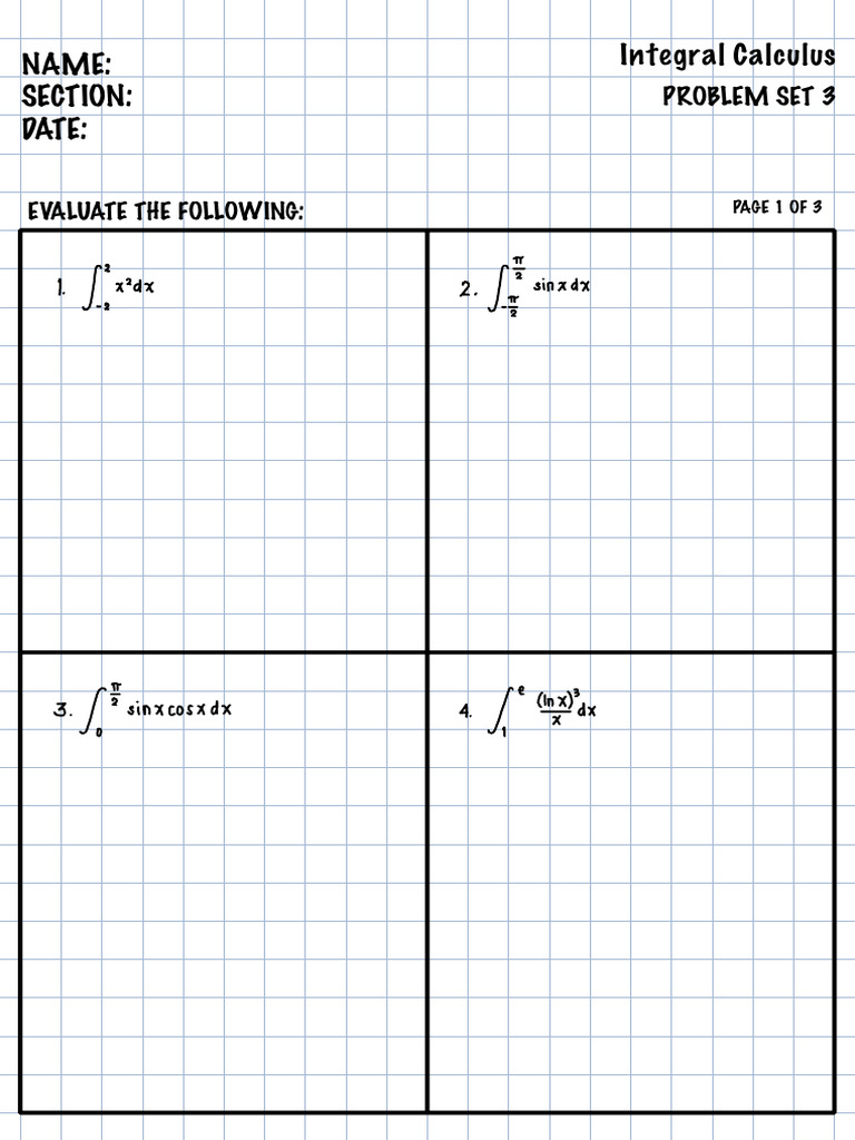 Integral Calculus Problem Set 3 | PDF