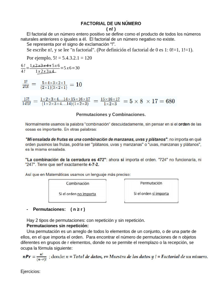 Permutaciones y Combinaciones | PDF | Permutación | Objetos matemáticos