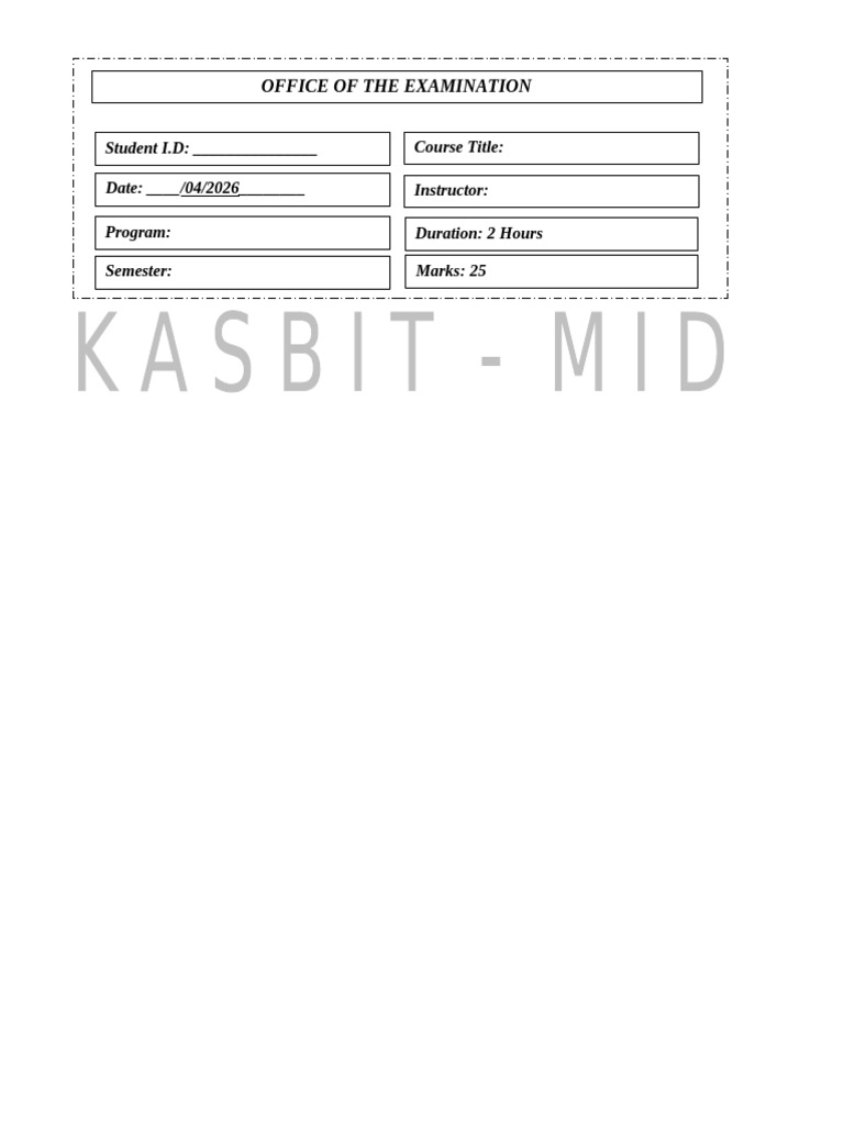 Mid-Term Examination Template | PDF