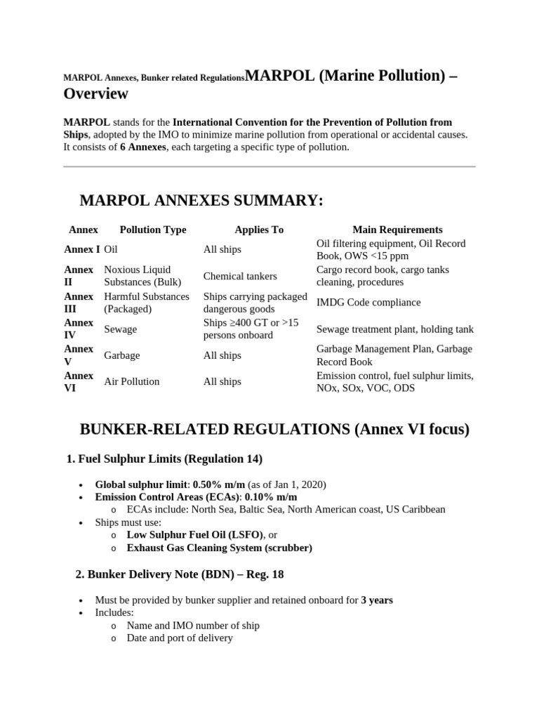 Marpol Annexes and Eca | PDF | Environmental Issues | Pollution